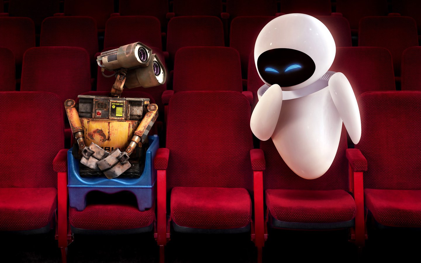 Обои красный, кресло, ева, кинотеатр, валл-и, red, chair, eva, cinema, wall-e разрешение 1920x1080 Загрузить