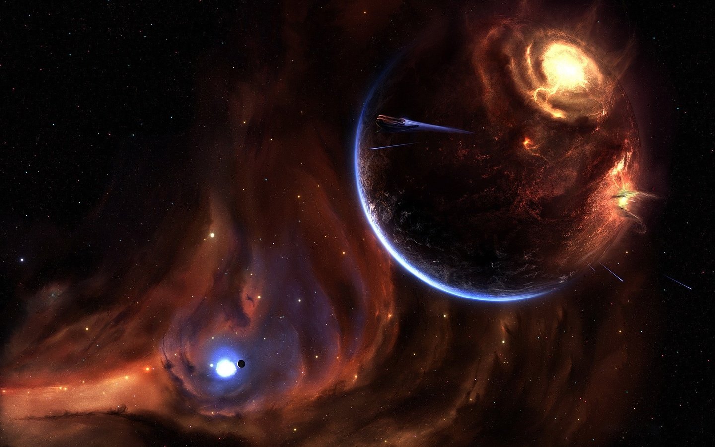 Обои звезды, планета, взрыв, stars, planet, the explosion разрешение 1920x1200 Загрузить