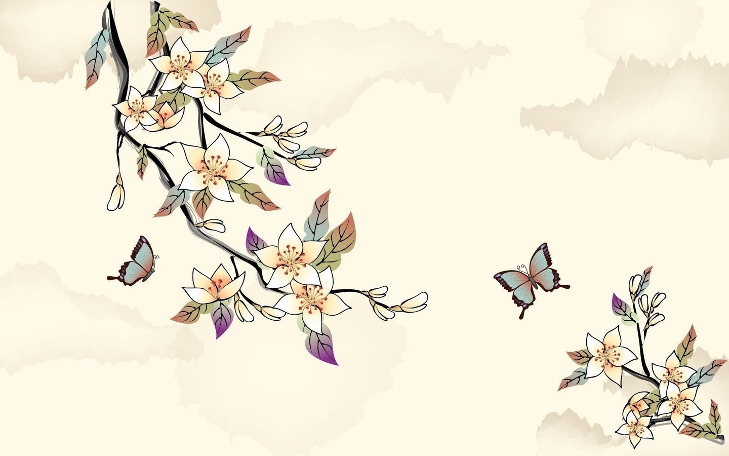 Обои рисунок, деревья, бабочка, figure, trees, butterfly разрешение 1920x1200 Загрузить
