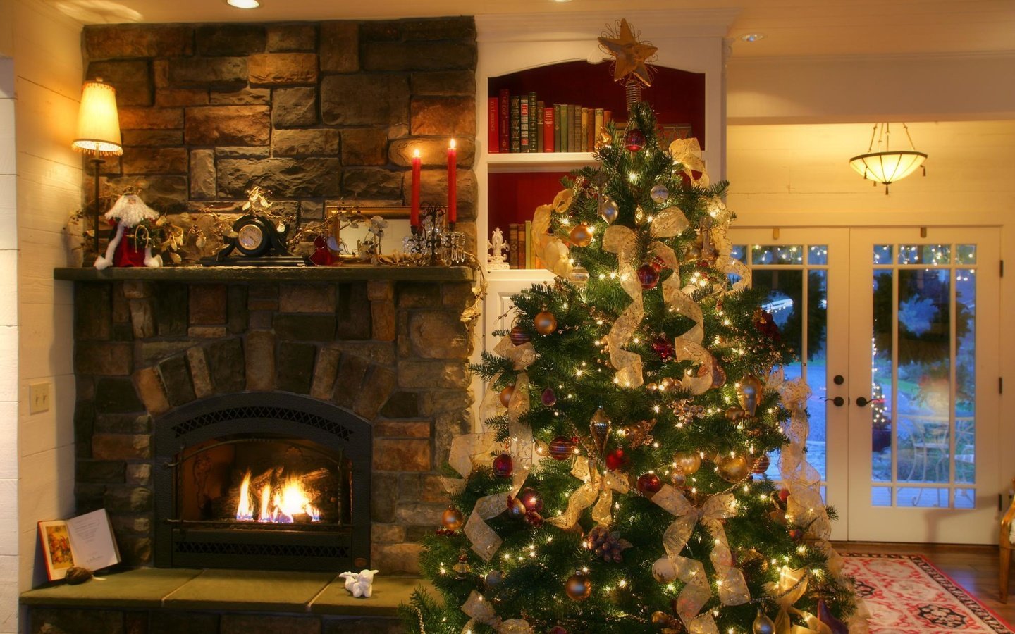 Обои елка, комната, камин, уют, tree, room, fireplace, comfort разрешение 1999x1333 Загрузить
