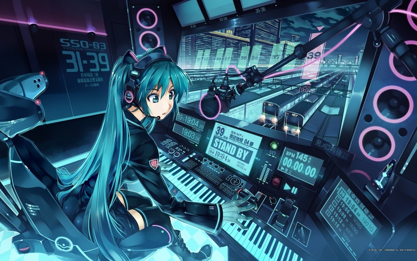 Обои поезда, вокалоид, вокзал, мику хацунэ, trains, vocaloid, station, hatsune miku разрешение 1920x1200 Загрузить