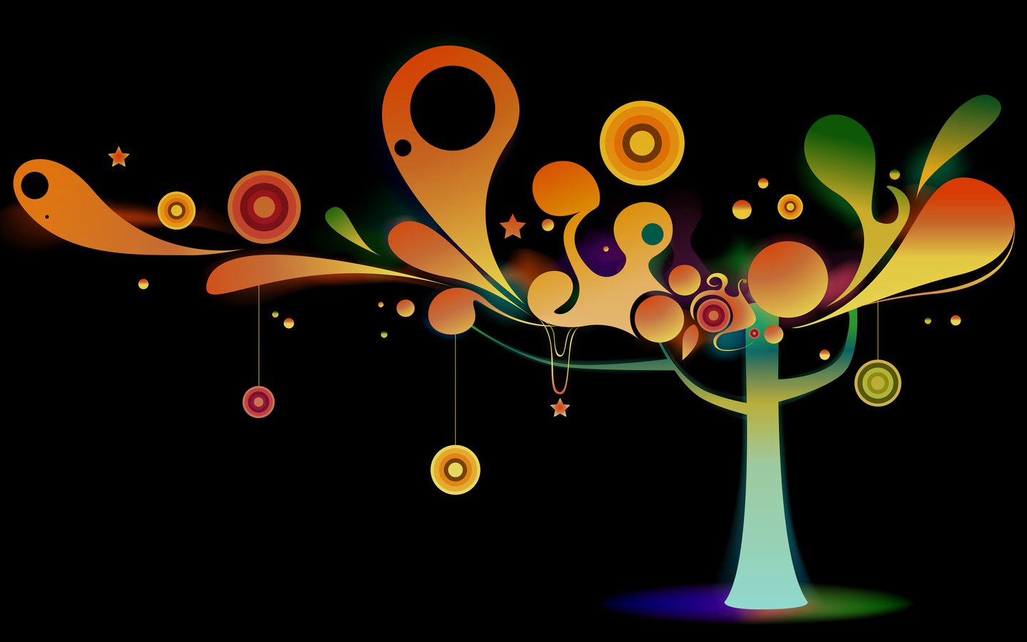 Обои дерево, украшения, вектор, круги, цветное, tree, decoration, vector, circles, color разрешение 2560x1600 Загрузить