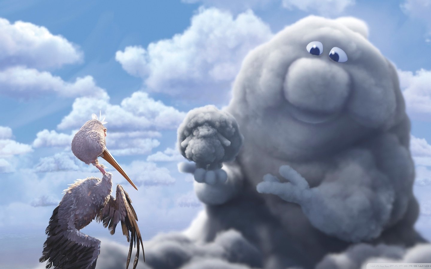 Обои облако, мультфильм, аист, partly cloudy, cloud, cartoon, stork разрешение 1920x1080 Загрузить