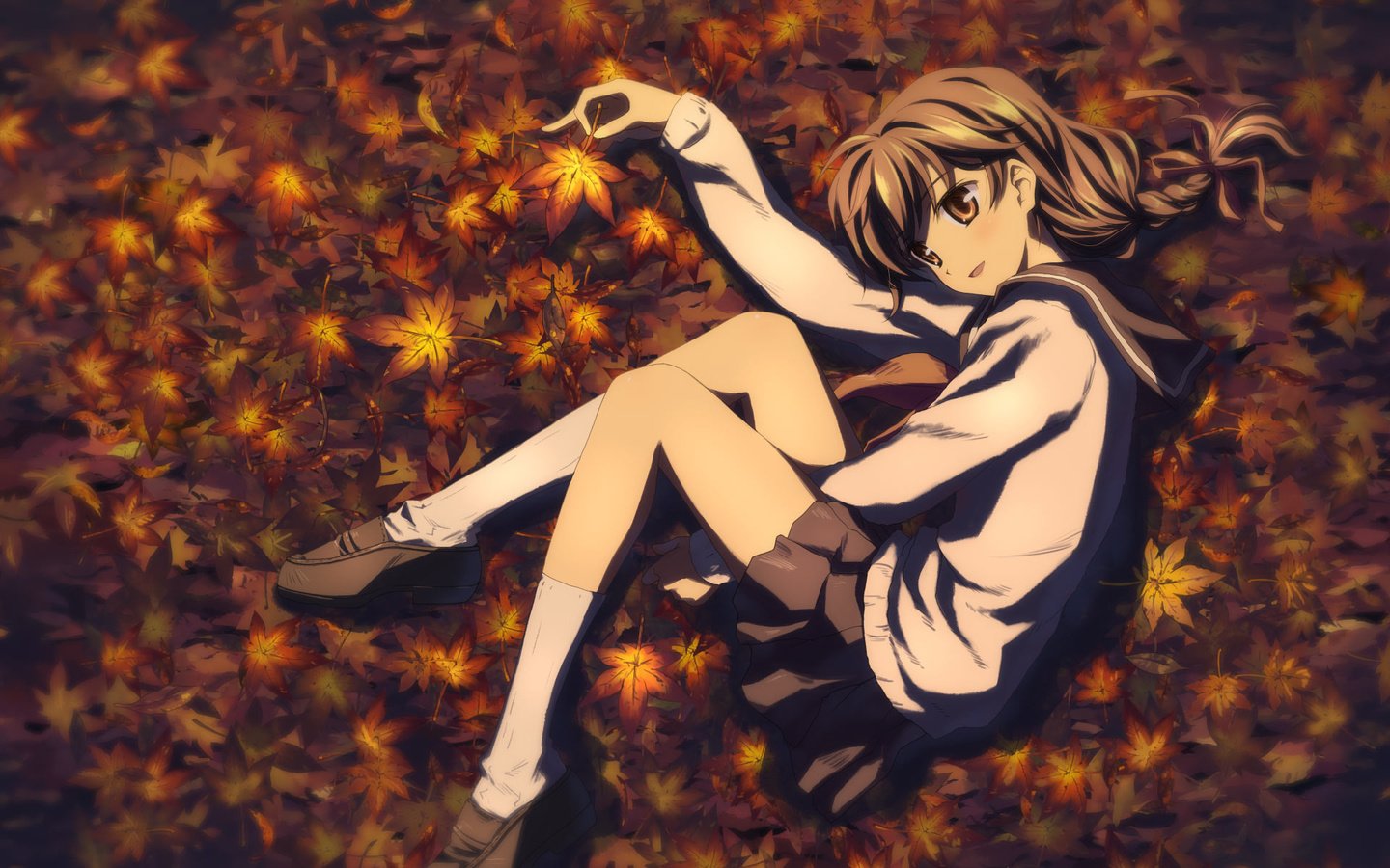 Обои листья, девушка, осень, leaves, girl, autumn разрешение 1920x1200 Загрузить