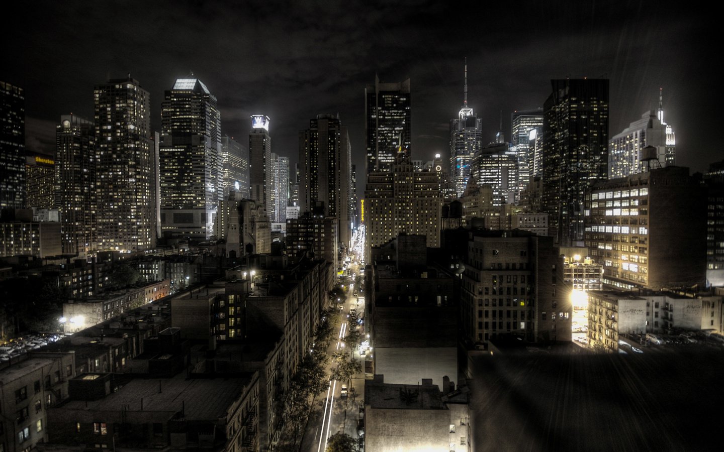 Обои ночь, архитектура, огни, здания, города, новый, йорк, вид сверху, город, небоскребы, мегаполис, нью-йорк, night, architecture, lights, building, new, city, york, the view from the top, the city, skyscrapers, megapolis, new york разрешение 3024x1998 Загрузить