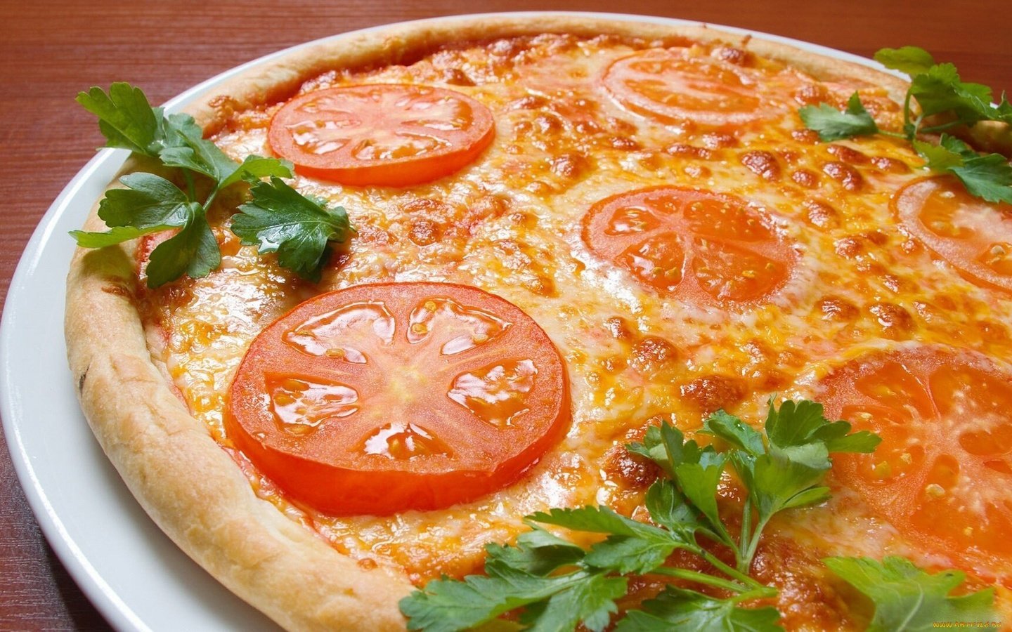 Обои зелень, сыр, выпечка, помидоры, пицца, greens, cheese, cakes, tomatoes, pizza разрешение 1920x1200 Загрузить