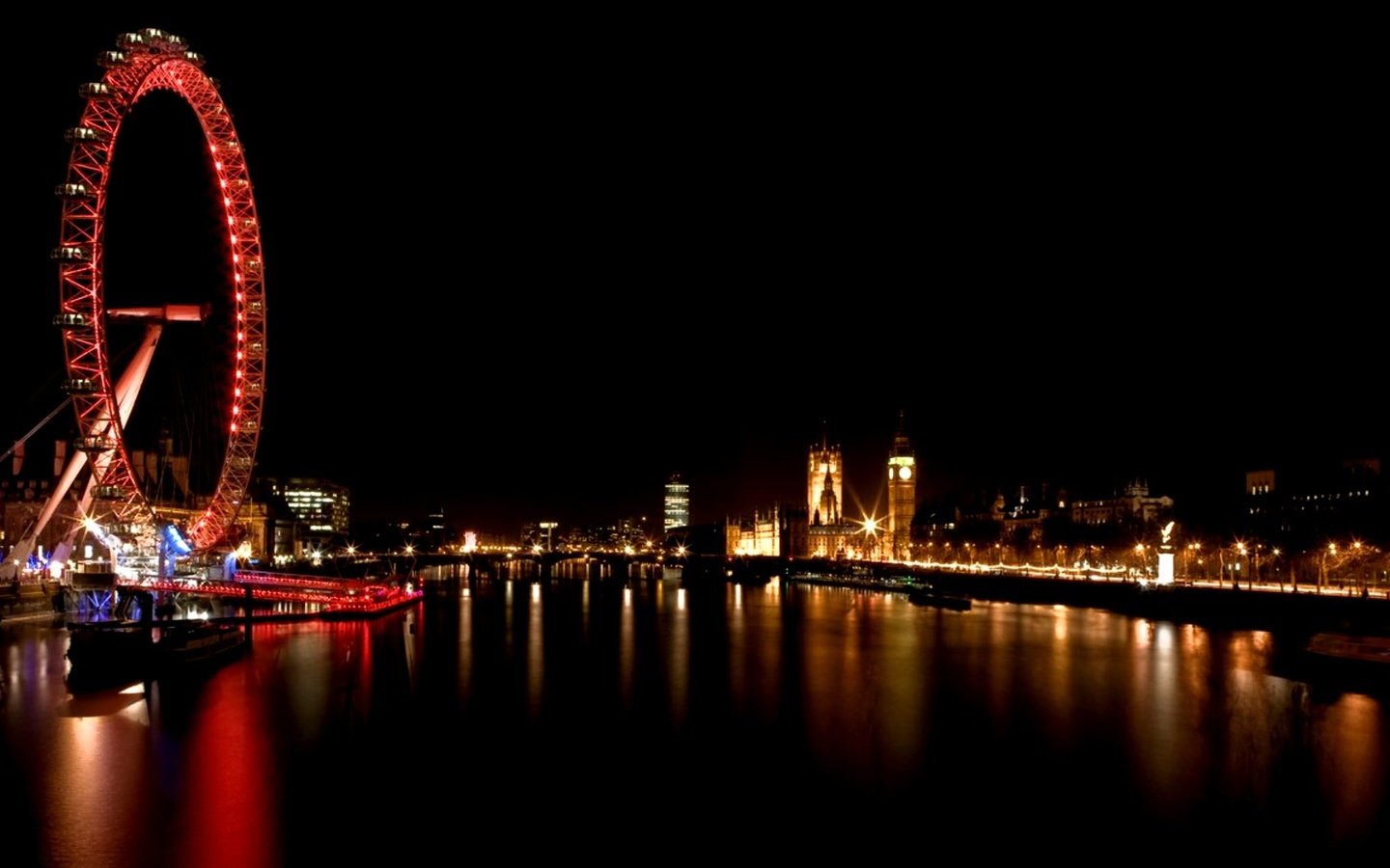 Обои ночь, лондон, колесо обозрения, англия, биг бен, река темза, night, london, ferris wheel, england, big ben разрешение 2000x1125 Загрузить