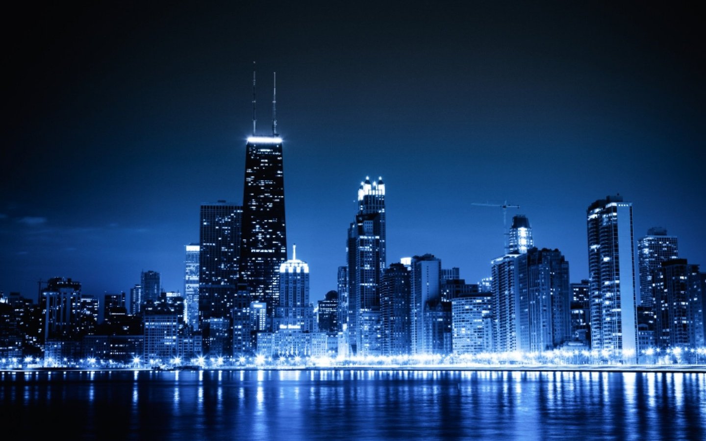 Обои ночь, чикаго, синие огни, сhicago, night, chicago, blue lights разрешение 1920x1278 Загрузить