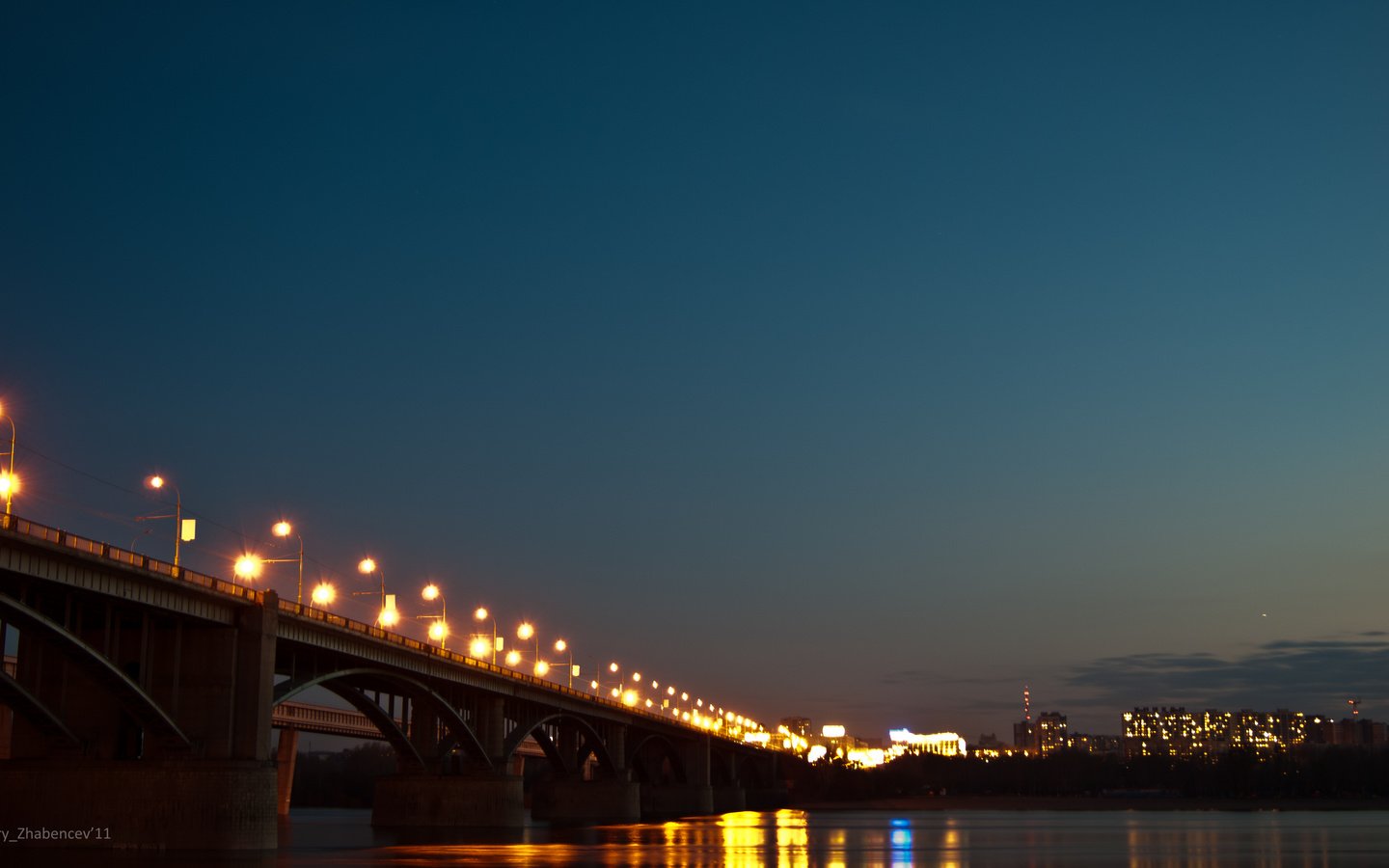 Обои огни, вечер, река, мост, россия, новосибирск, обь, lights, the evening, river, bridge, russia, novosibirsk, ob разрешение 4592x2576 Загрузить