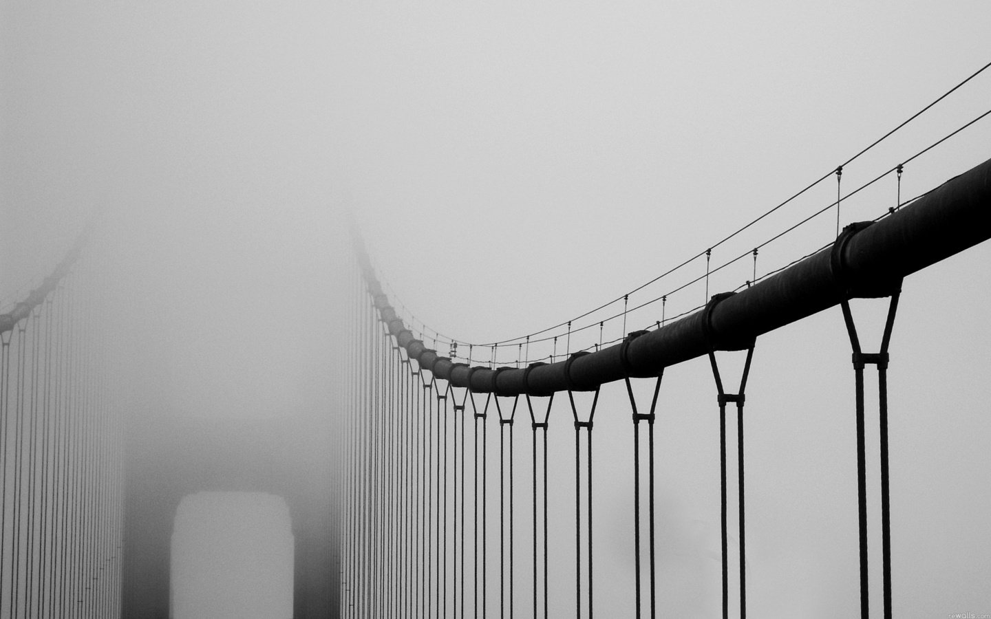 Обои туман, мост, чёрно-белое, fog, bridge, black and white разрешение 2560x1600 Загрузить