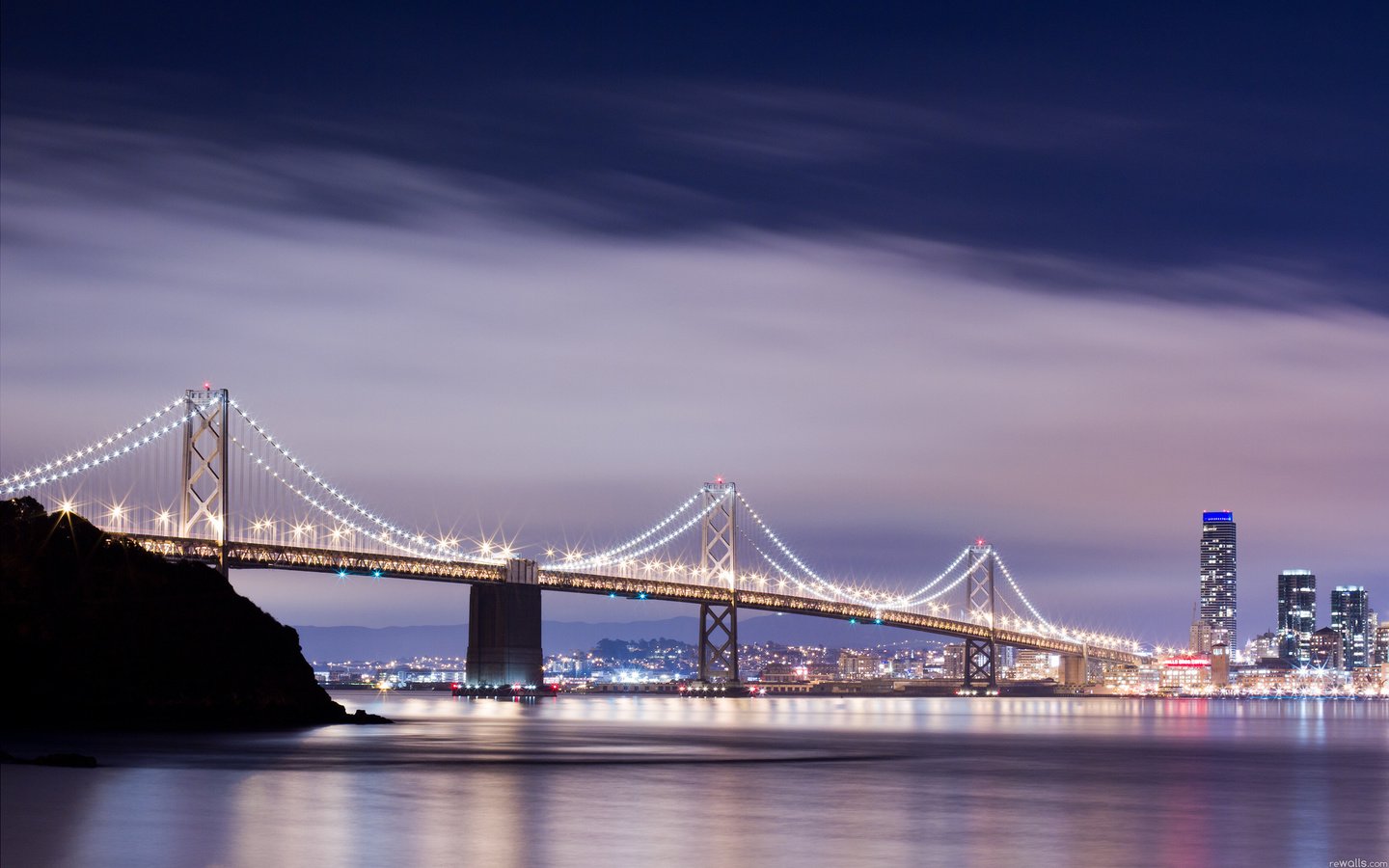 Обои ночь, мост, сан-франциско, калифорния, night, bridge, san francisco, ca разрешение 2560x1600 Загрузить