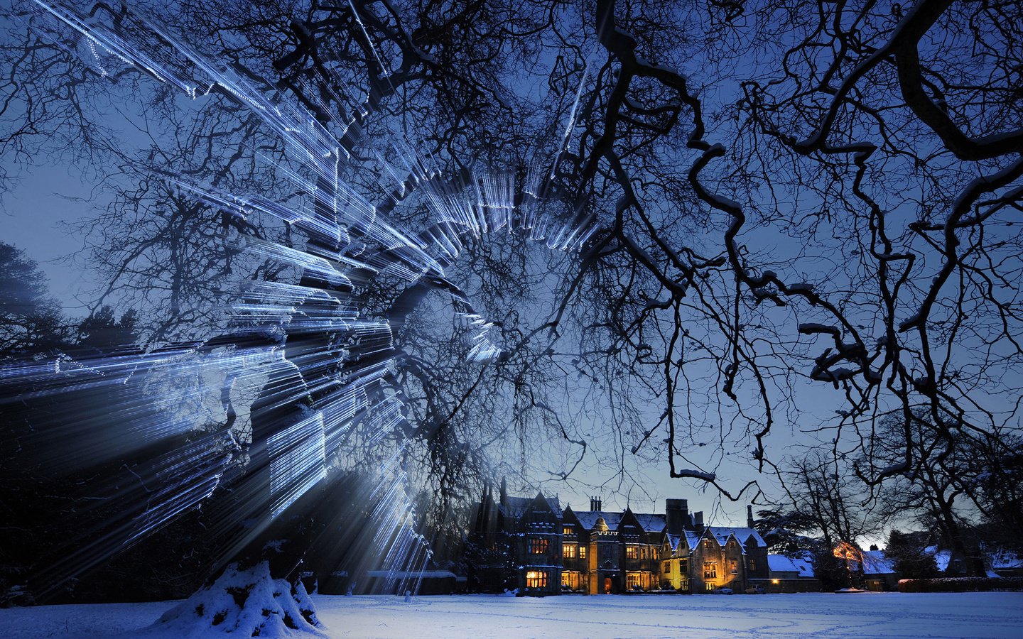 Обои снег, зима, дома, англия, бибери, snow, winter, home, england, bibury разрешение 2254x1500 Загрузить