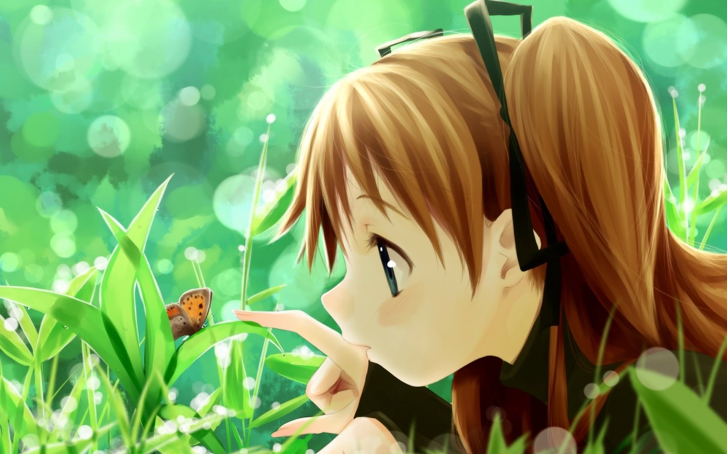 Обои трава, лето, бабочка, аниме, девочка, grass, summer, butterfly, anime, girl разрешение 2000x1412 Загрузить