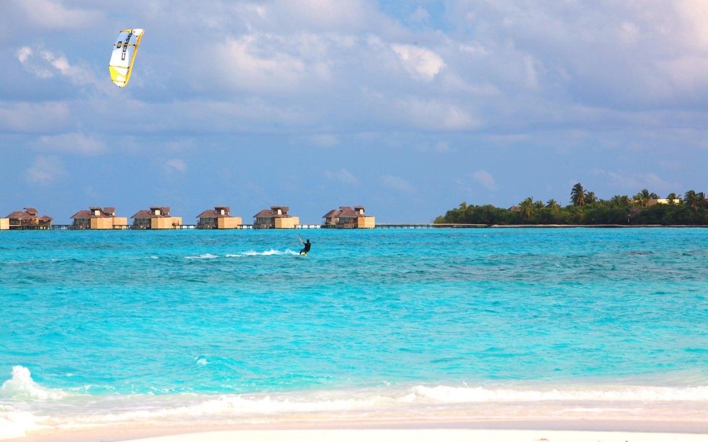 Обои пляж, тропики, мальдивы, кайтсёрфинг, beach, tropics, the maldives, kitesurfing разрешение 3508x2339 Загрузить
