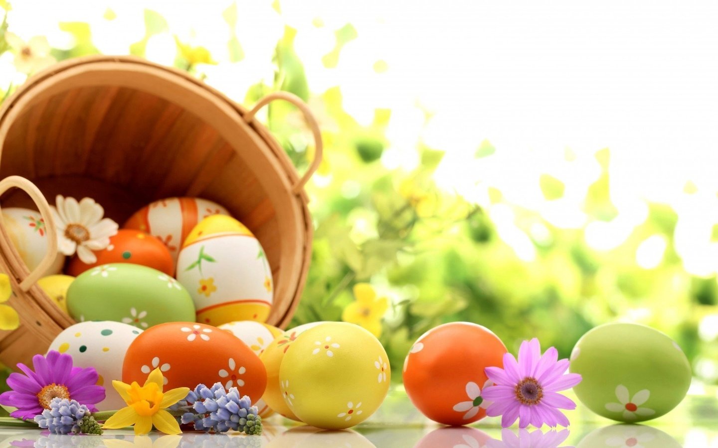 Обои цветы, весна, корзина, пасха, яйца, праздник, flowers, spring, basket, easter, eggs, holiday разрешение 1920x1200 Загрузить