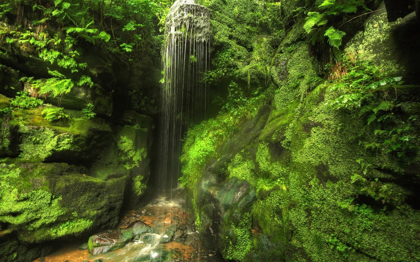 Обои лес, германия, саксония, водопад., forest, germany, saxony, waterfall. разрешение 2048x1365 Загрузить