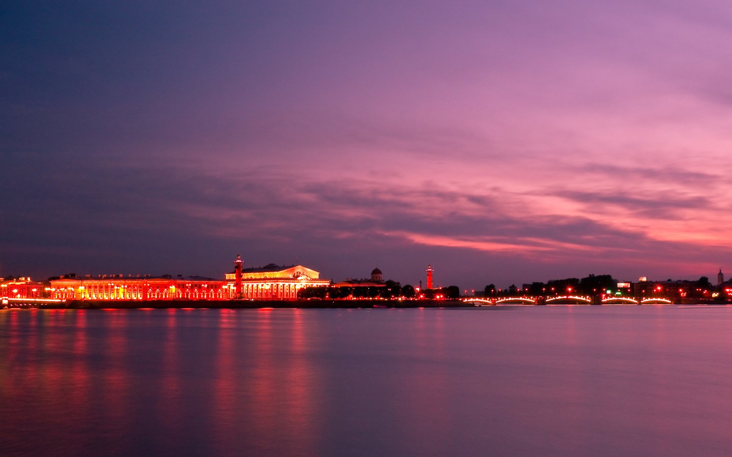 Обои огни, вечер, закат, город, санкт-петербург, питер, lights, the evening, sunset, the city, saint petersburg, peter разрешение 2560x1600 Загрузить