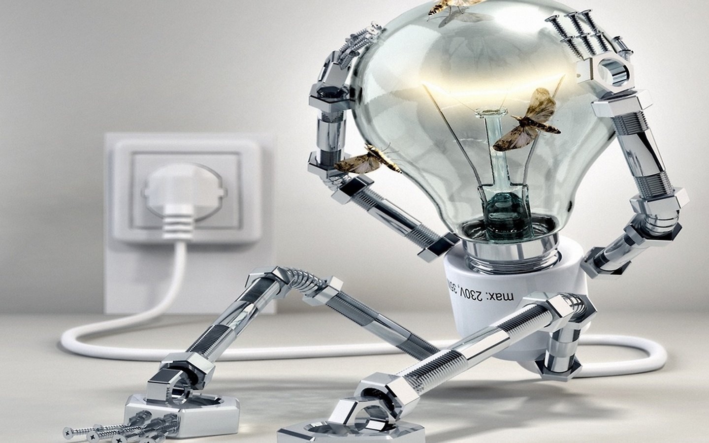 Обои лампочка робот, light bulb robot разрешение 2560x1440 Загрузить