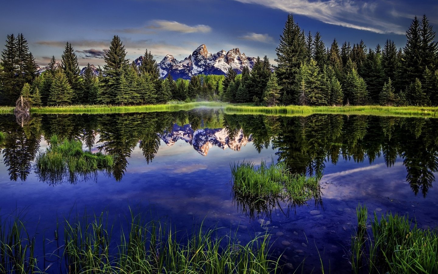 Обои озеро, лес, отражение, скалистые горы, вайоминг, beaver pond, гранд-титон, гранд -титон национальный парк, lake, forest, reflection, rocky mountains, wyoming, grand teton, grand teton national park разрешение 1920x1080 Загрузить