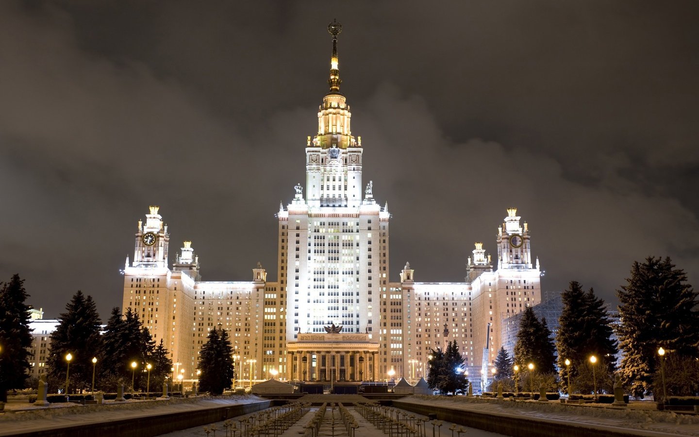 Обои зима, москва, россия, здание, университет, мгу, winter, moscow, russia, the building, university, msu разрешение 1920x1200 Загрузить