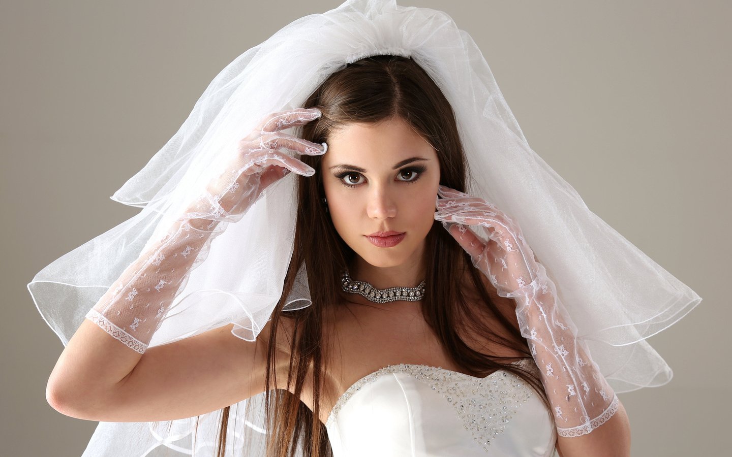 Обои платье, невеста, перчатки, фата, литл каприс, dress, the bride, gloves, veil, little caprice разрешение 1920x1080 Загрузить
