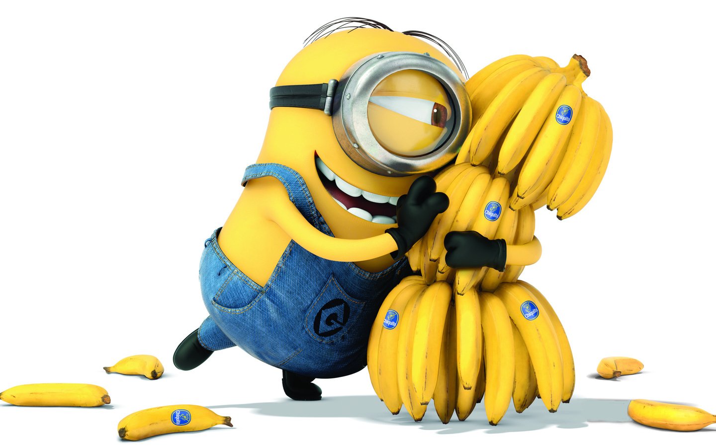 Обои мультфильм, белый фон, бананы, позитив, миньон, гадкий я 2., cartoon, white background, bananas, positive, minion, despicable me 2. разрешение 2560x1600 Загрузить