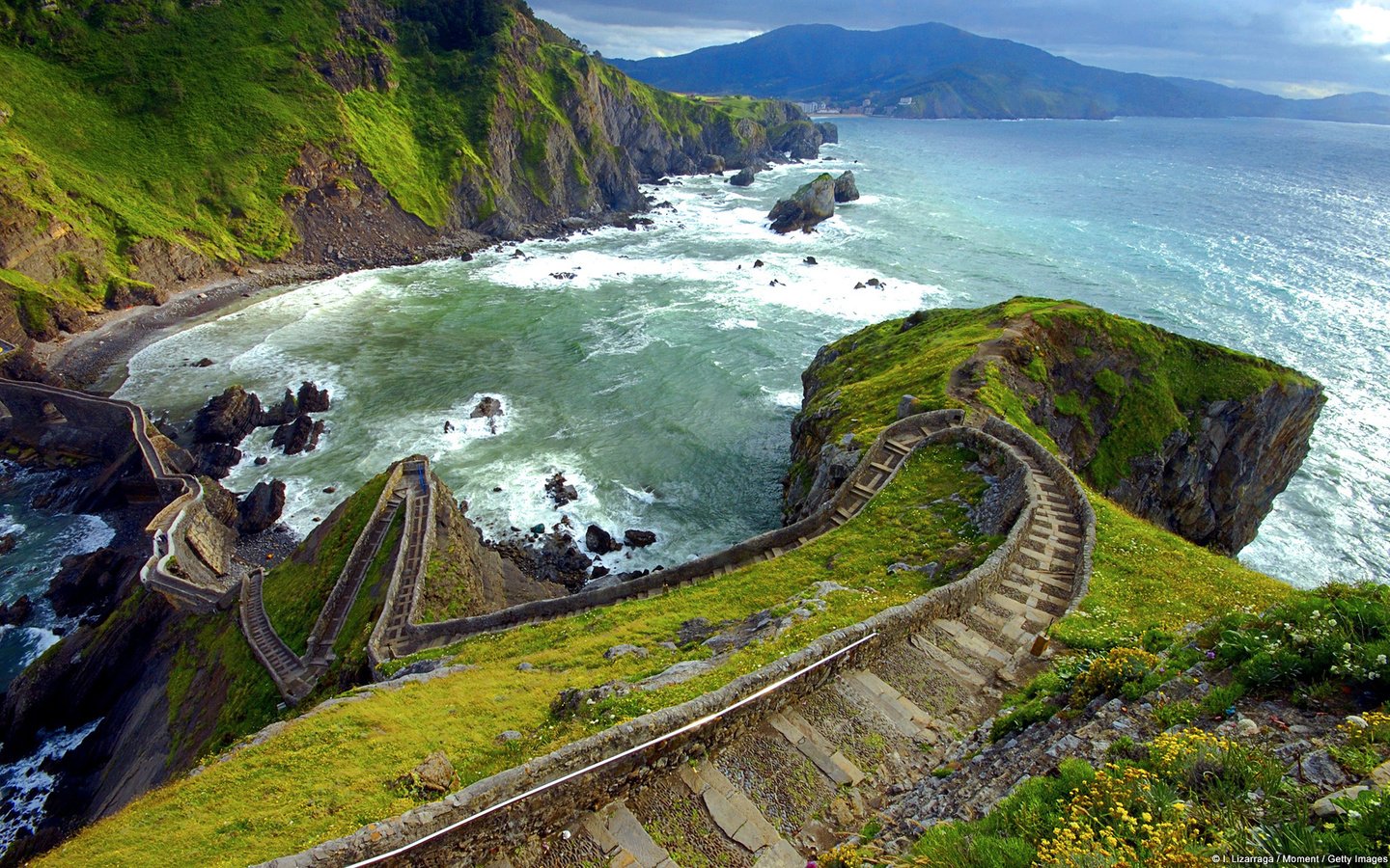 Обои испания, лестница гастелугаче, бискайя, spain, stairs gaztelugatxe, biscay разрешение 1920x1200 Загрузить