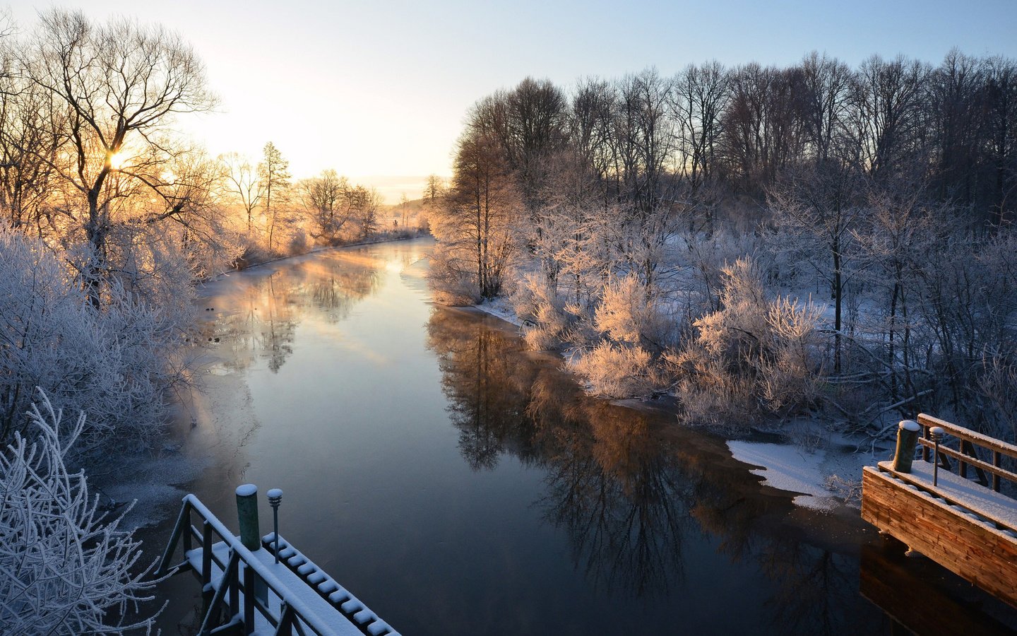 Обои река, зима, утро, швеция, river, winter, morning, sweden разрешение 1920x1200 Загрузить