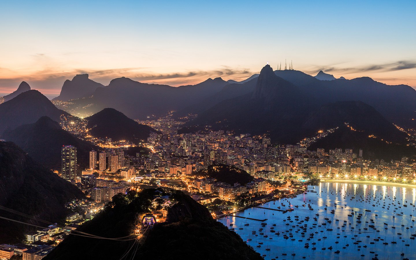 Обои вечер, лодки, залив, бразилия, бухта, рио-де-жанейро, the evening, boats, bay, brazil, rio de janeiro разрешение 2048x1365 Загрузить