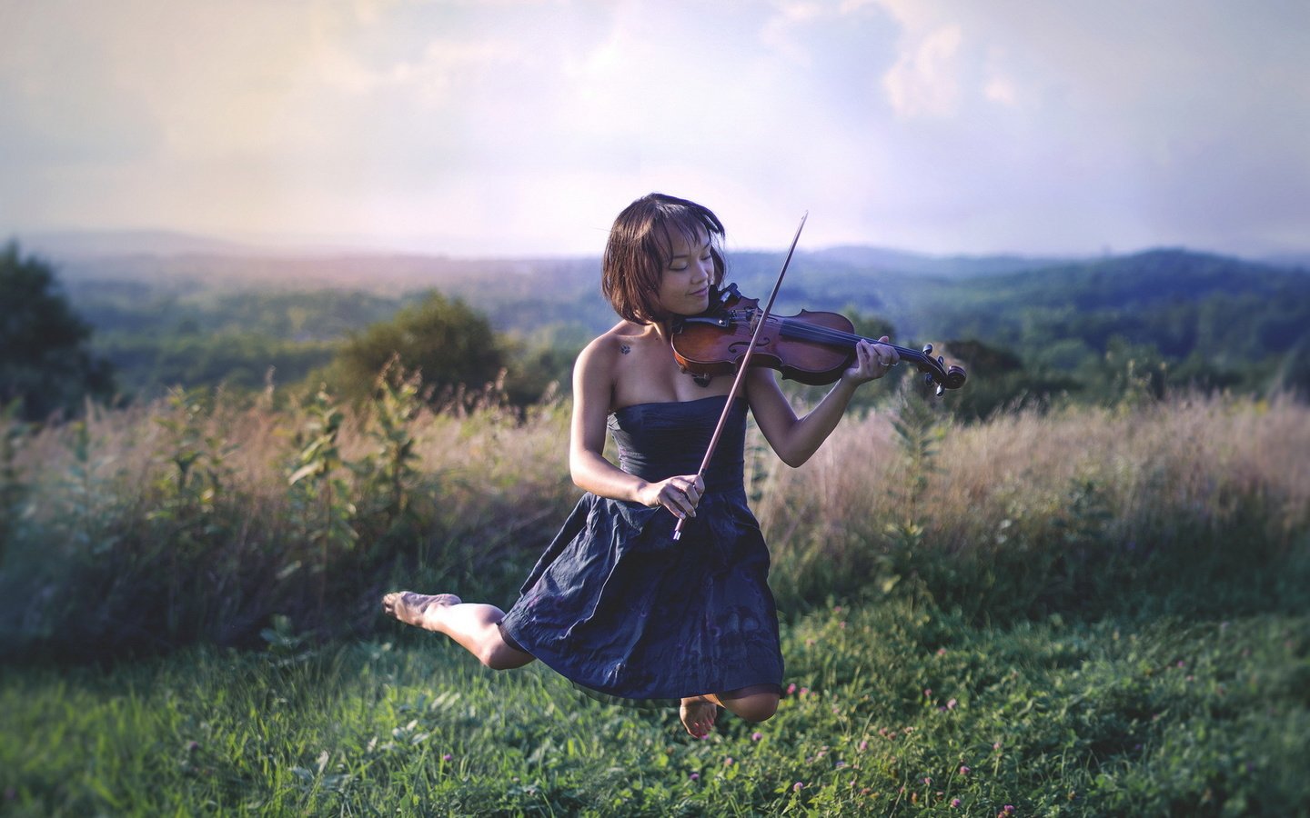 Обои девушка, скрипка, музыка, girl, violin, music разрешение 1920x1200 Загрузить