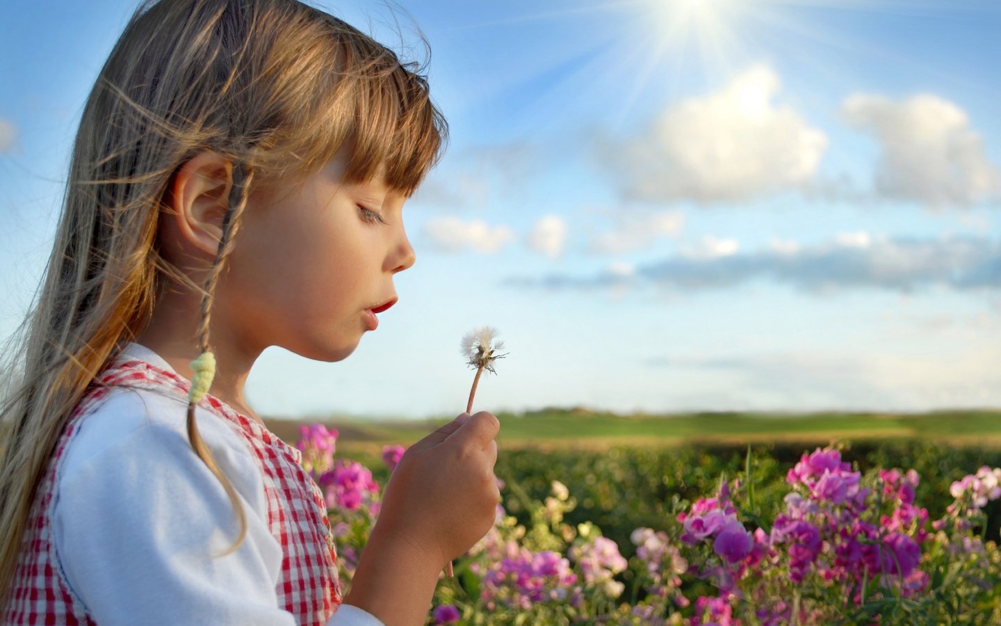 Обои цветы, дети, девочка, одуванчик, счастье, flowers, children, girl, dandelion, happiness разрешение 6972x4746 Загрузить