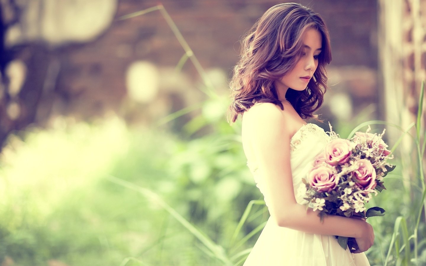 Обои девушка, платье, букет, невеста, girl, dress, bouquet, the bride разрешение 2048x1365 Загрузить