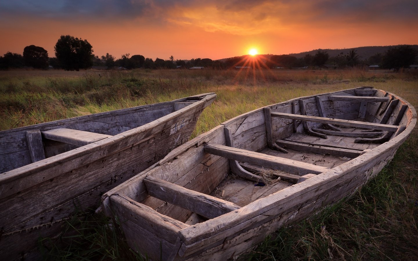 Обои природа, закат, лодки, nature, sunset, boats разрешение 2880x1715 Загрузить