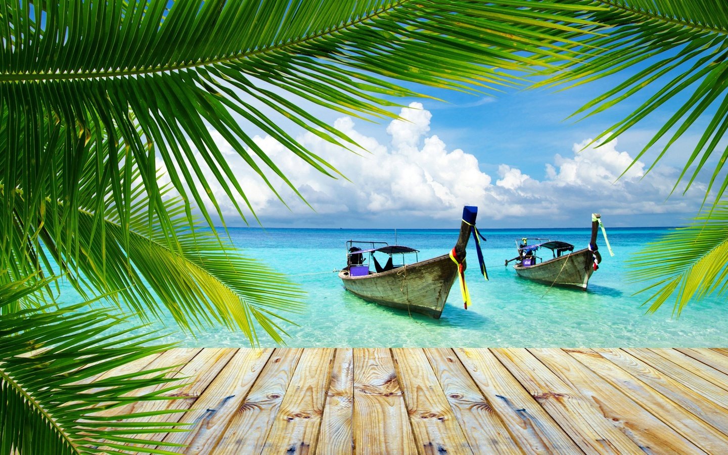 Обои пляж, лодки, пальмы, отдых, таиланд, beach, boats, palm trees, stay, thailand разрешение 2880x1800 Загрузить