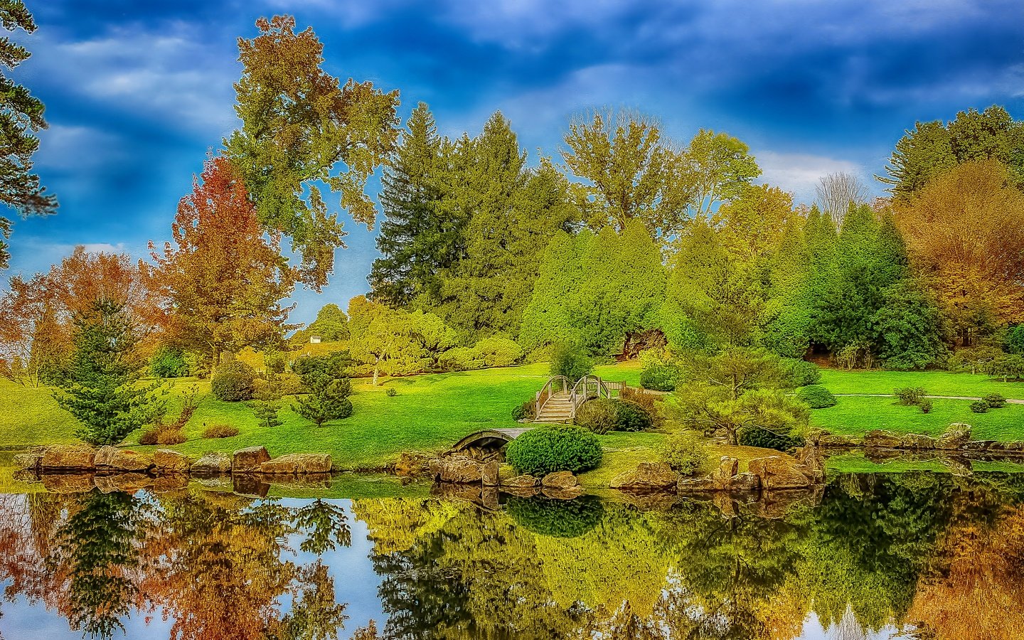 Обои деревья, озеро, отражение, пейзаж, парк, осень, trees, lake, reflection, landscape, park, autumn разрешение 2880x1920 Загрузить