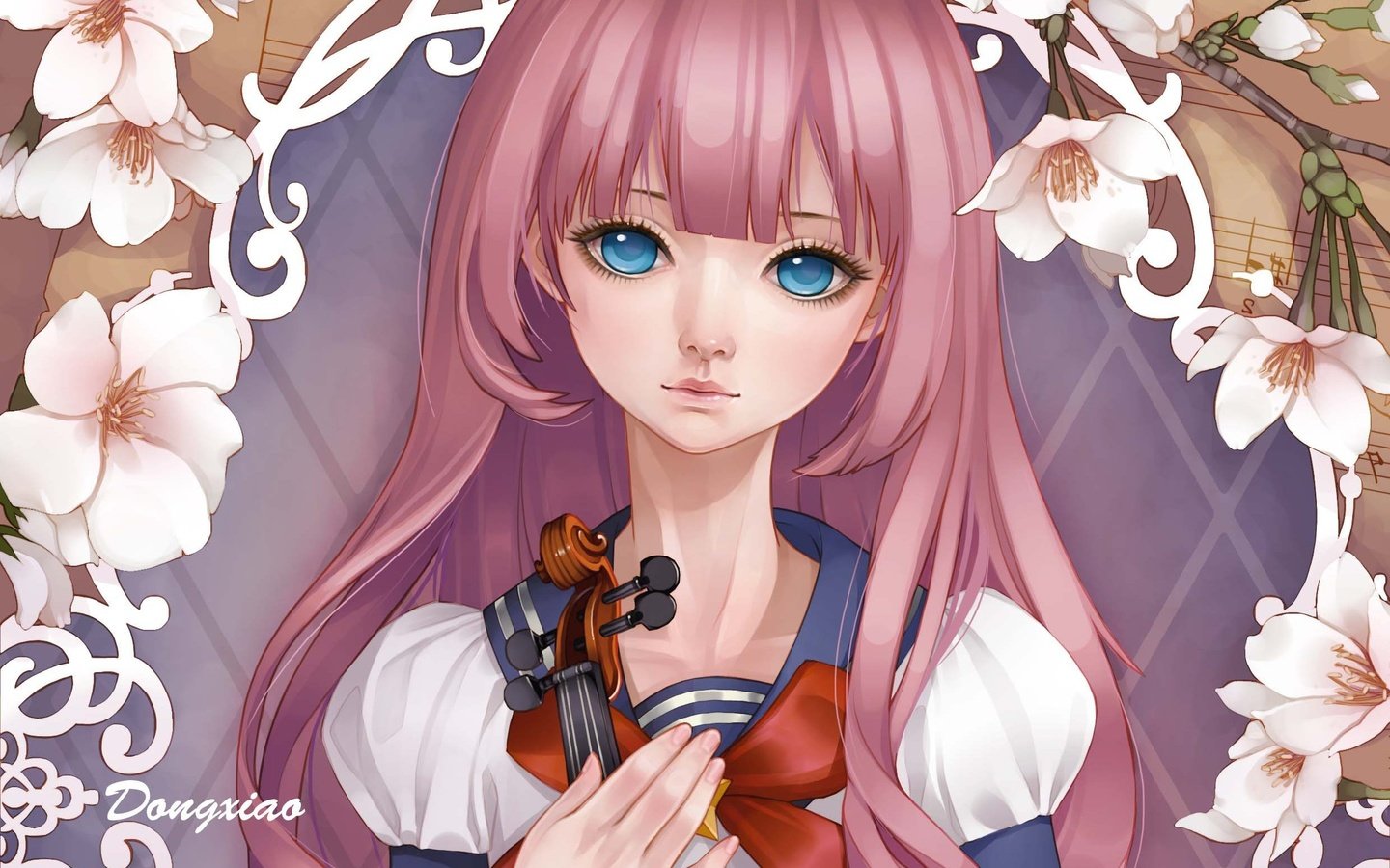 Обои арт, девушка, фон, скрипка, взгляд, dong xiao, art, girl, background, violin, look разрешение 2480x1999 Загрузить