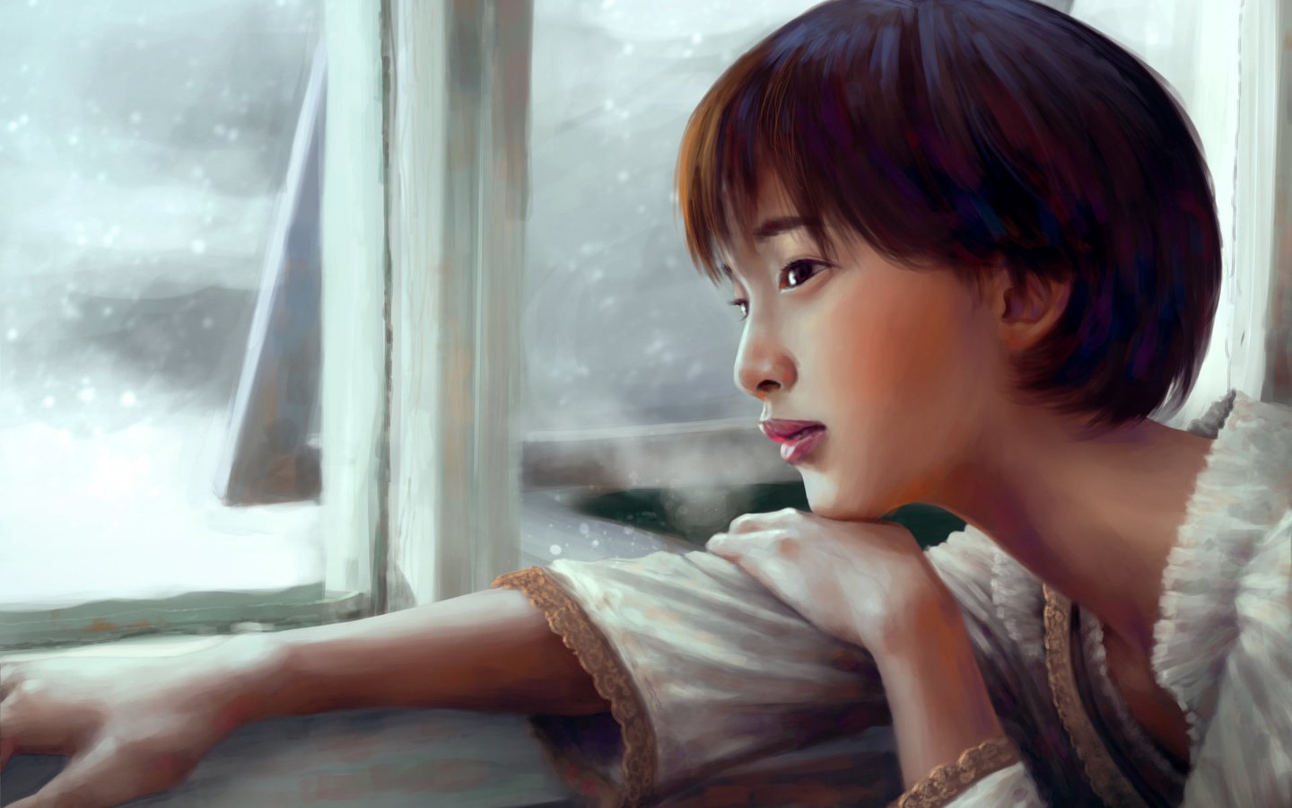 Обои арт, взгляд, актриса, окно, живопись, gouriki ayame, art, look, actress, window, painting разрешение 1920x1367 Загрузить