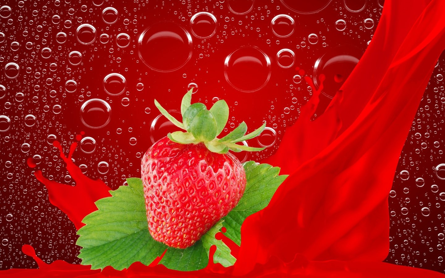 Обои ягода, клубника, пузыри, berry, strawberry, bubbles разрешение 2880x1921 Загрузить