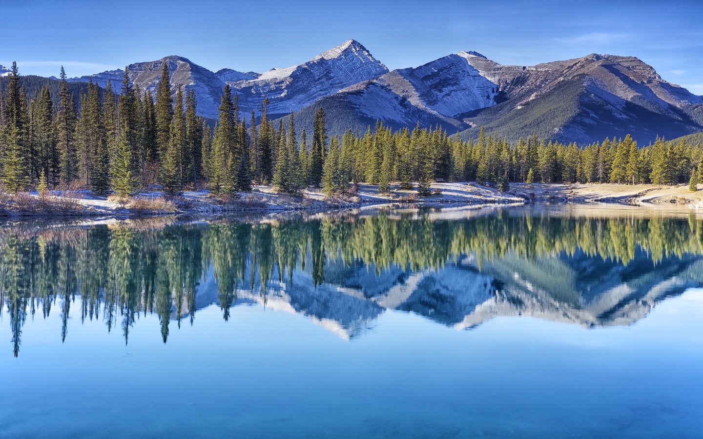 Обои деревья, forgetmenot pond, kananaskis country, озеро, кананаскис, горы, отражение, канада, альберта, провинция альберта, канадские скалистые горы, trees, lake, kananaskis, mountains, reflection, canada, albert, alberta, canadian rockies разрешение 2048x1365 Загрузить