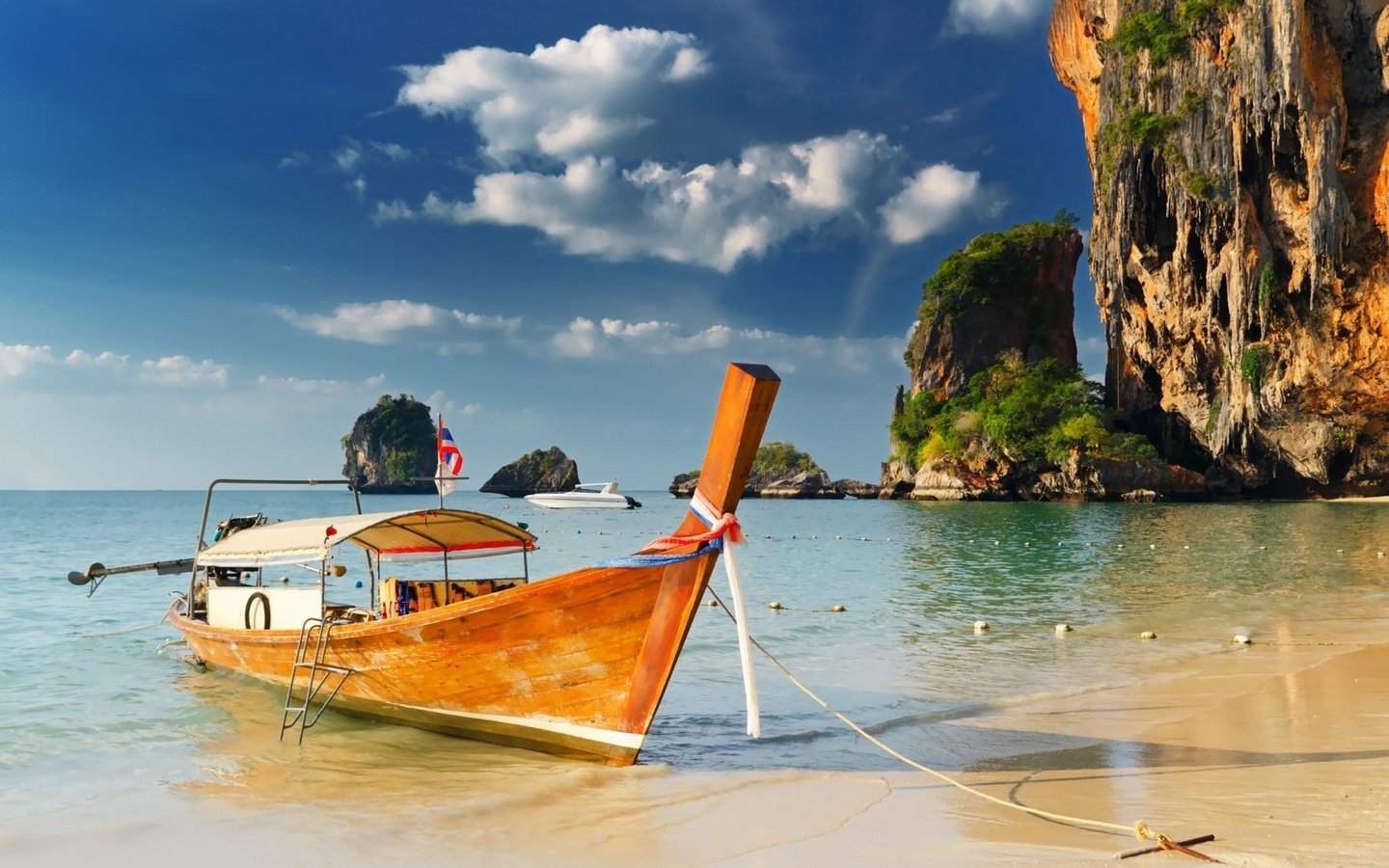 Обои берег, море, пляж, лодка, таиланд, тропики, shore, sea, beach, boat, thailand, tropics разрешение 1920x1080 Загрузить