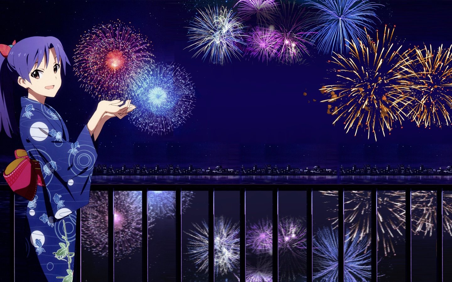 Обои ночь, новый год, город, девочка, фейерверк, кимоно, японская, night, new year, the city, girl, fireworks, kimono, japanese разрешение 4000x2250 Загрузить