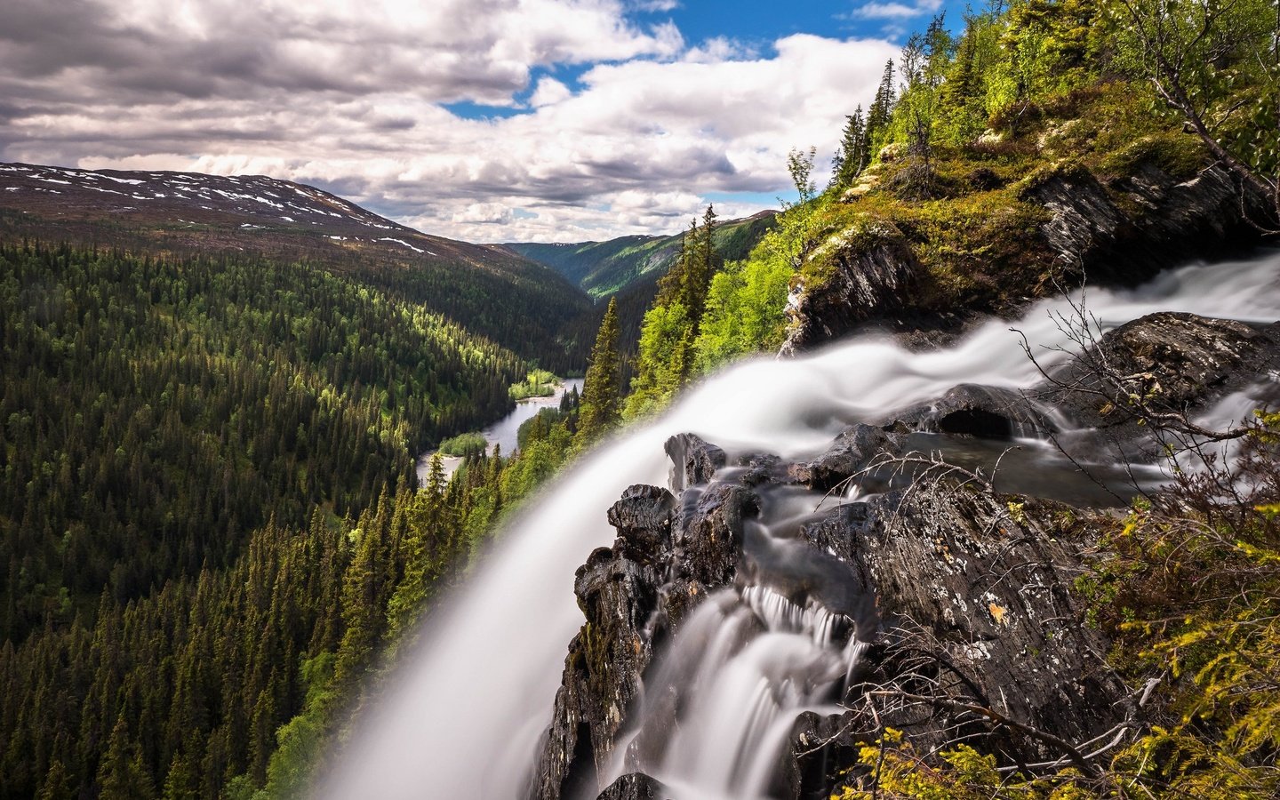 Обои река, природа, гора, водопад, river, nature, mountain, waterfall разрешение 2048x1365 Загрузить