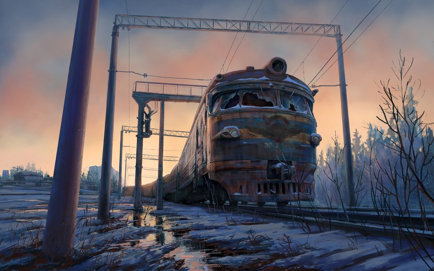 Обои снег, зима, поезд, электричка, snow, winter, train разрешение 1920x1300 Загрузить