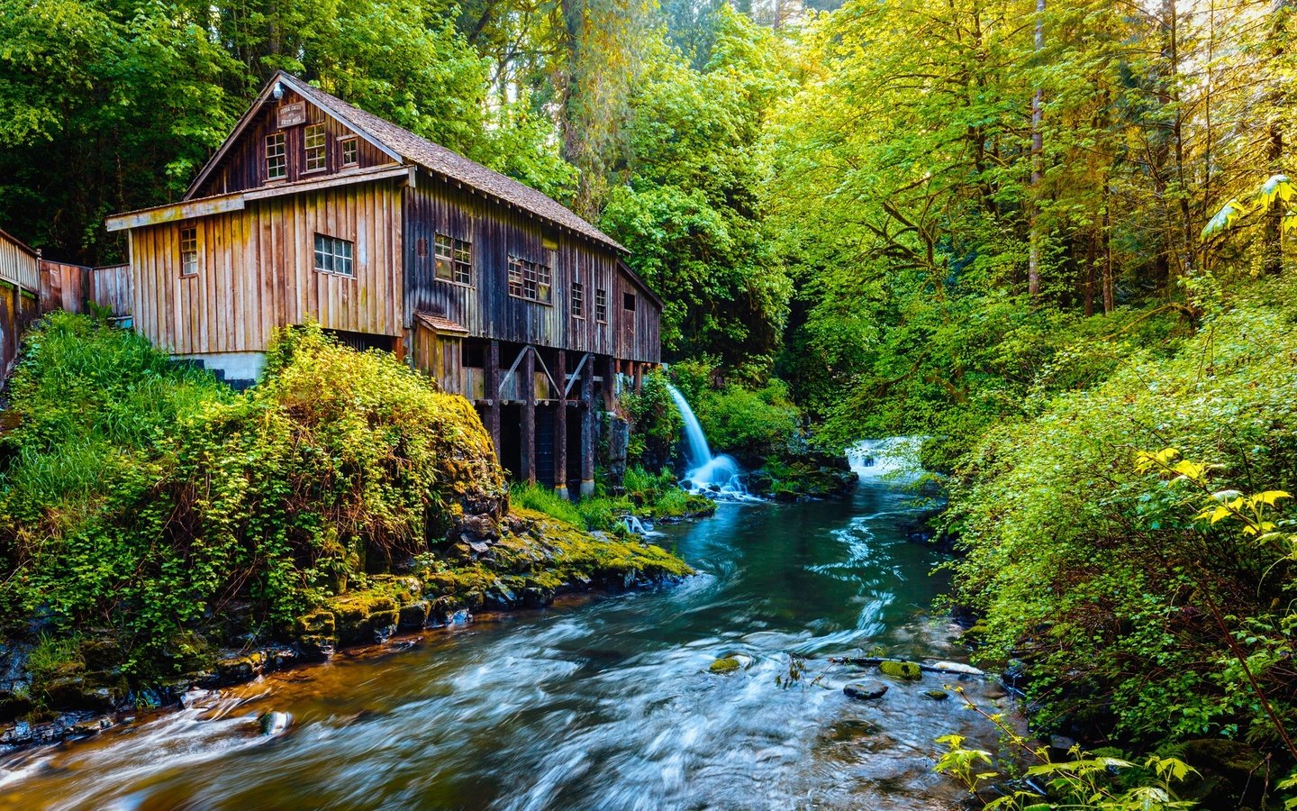 Обои деревья, река, природа, лес, водяная мельница, мельница., trees, river, nature, forest, water mill, mill. разрешение 1920x1200 Загрузить