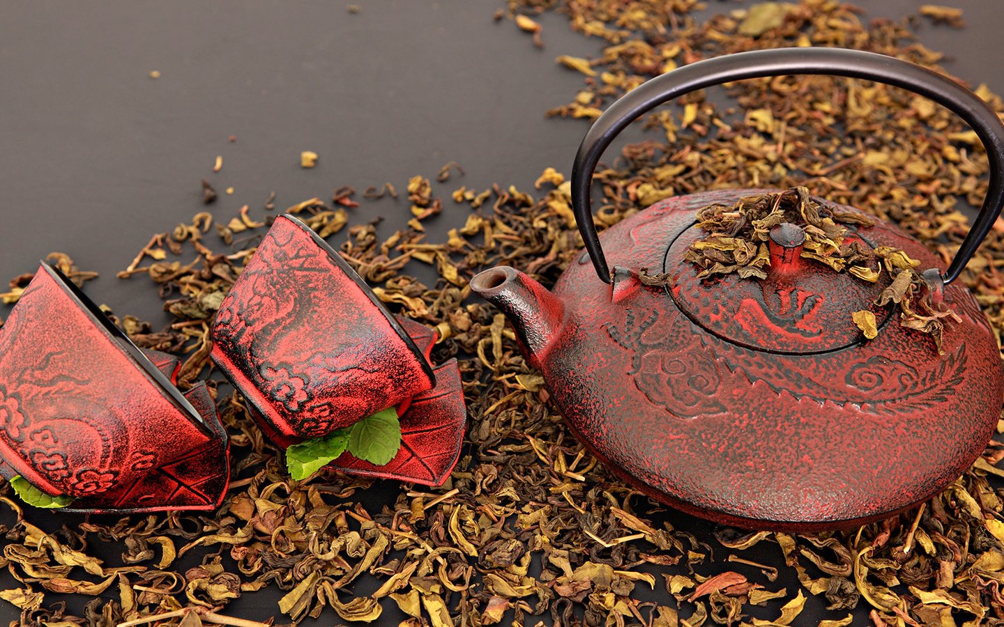 Обои чай, чайник, чашки, традиции, чайные листья, tea, kettle, cup, tradition, tea leaves разрешение 1920x1080 Загрузить