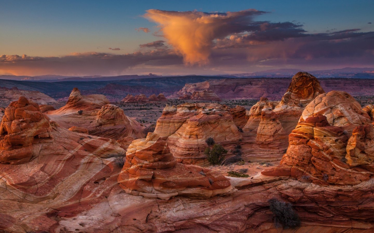 Обои облака, скалы, каньон, сша, аризона, сумерки, clouds, rocks, canyon, usa, az, twilight разрешение 5213x2889 Загрузить