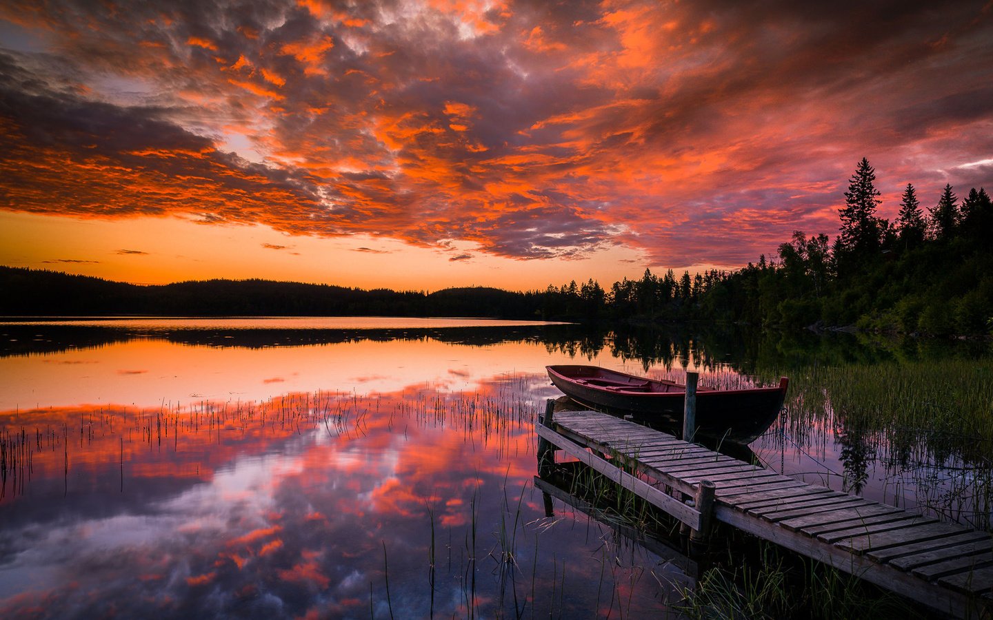 Обои озеро, природа, закат, пейзаж, лодка, lake, nature, sunset, landscape, boat разрешение 1920x1200 Загрузить