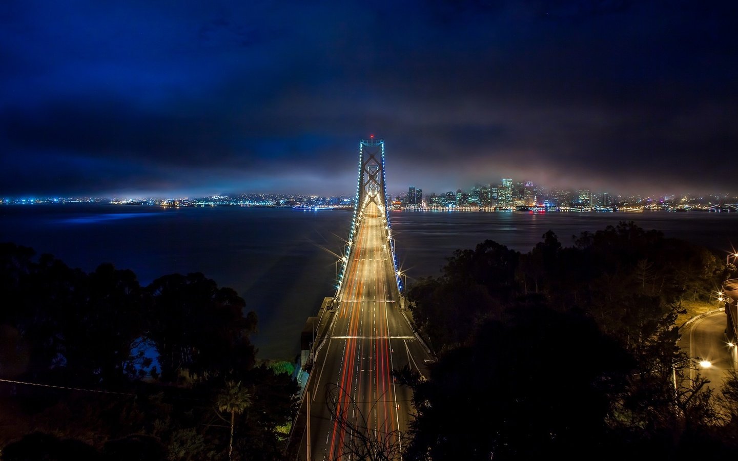 Обои ночь, огни, горизонт, мост, сша, калифорния, bay bridge, сан - франциско, бэй бридж, night, lights, horizon, bridge, usa, ca, san francisco разрешение 1920x1200 Загрузить