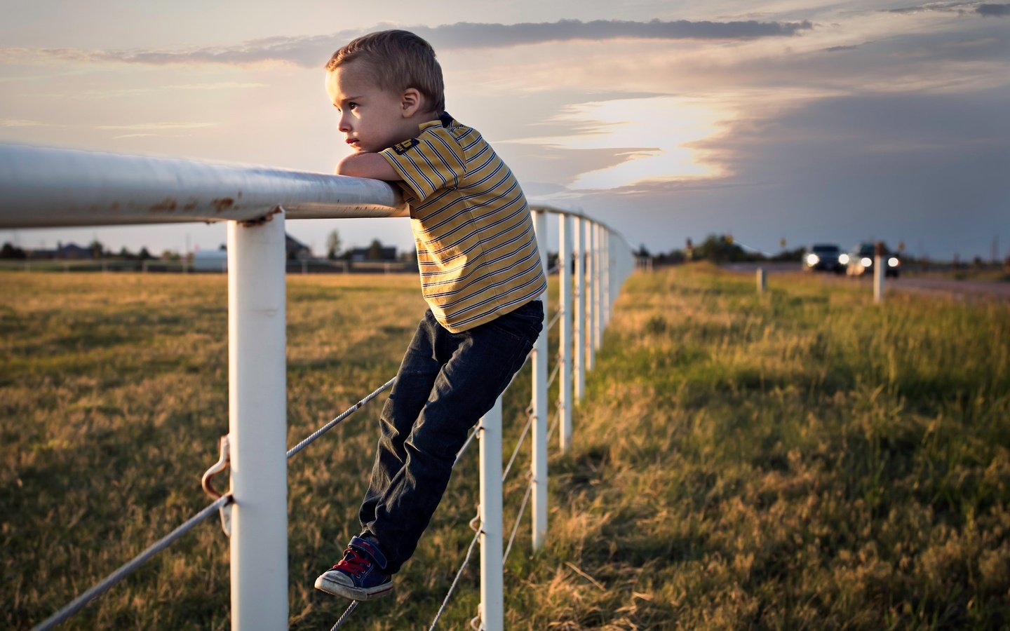 Обои дорога, забор, дети, ребенок, мальчик, ограда, road, the fence, children, child, boy, fence разрешение 2048x1489 Загрузить