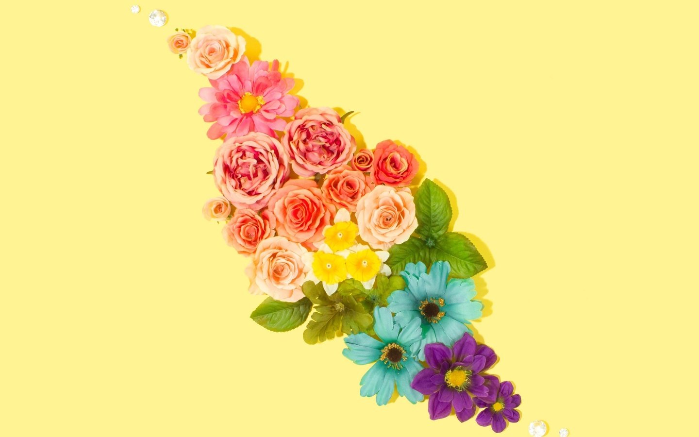 Обои желтый, фон, букет, yellow, background, bouquet разрешение 2560x1600 Загрузить